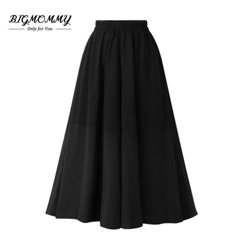 

Women Sexy Black Chiffon Skirt Summer Elastic High Waist Fashion Party Ladies Swing Midi Skirt A-line Plus Size 5xl High Quality