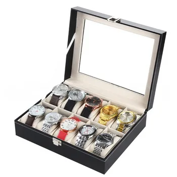 

10 Compartments High-grade Leather Watch Collection Storage Box Black US Warehouse Shipping Gift Wrap Storag