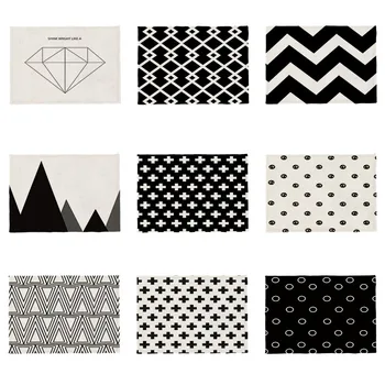 

Elegant Geometric Tablecloth Grey Line Polyline Rhombus Placemat Home Decoration Kitchen 42 * 32Cm Polyester Linen Tablecloth