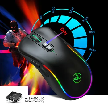 

Pohiks 1pc Programmable Wired Gaming Mouse 7 Buttons 6400 DPI Colorful RGB Lighting Mice For Windows 2000/XP/Win7/ Win8 /Win10
