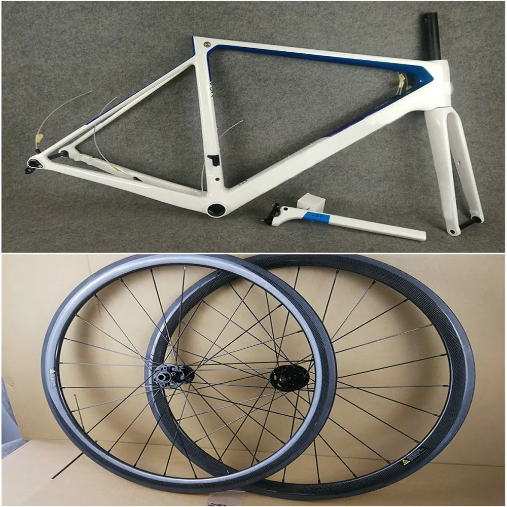 

Many Colors V3RS Road Carbon Frames Disc brake White and Carbon and 38mm Disc hub Wheelset