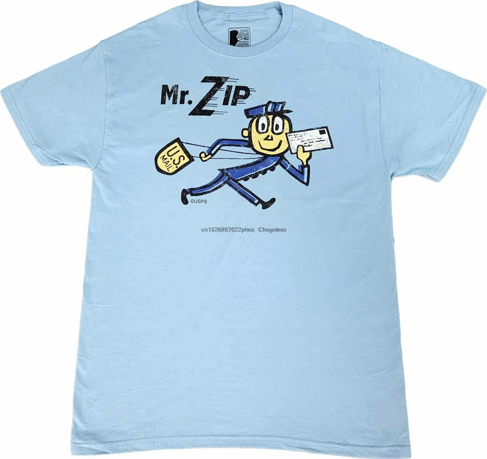 Мужская винтажная синяя футболка почты США с надписью Mr. Zip Postman Mailman в стиле ретро