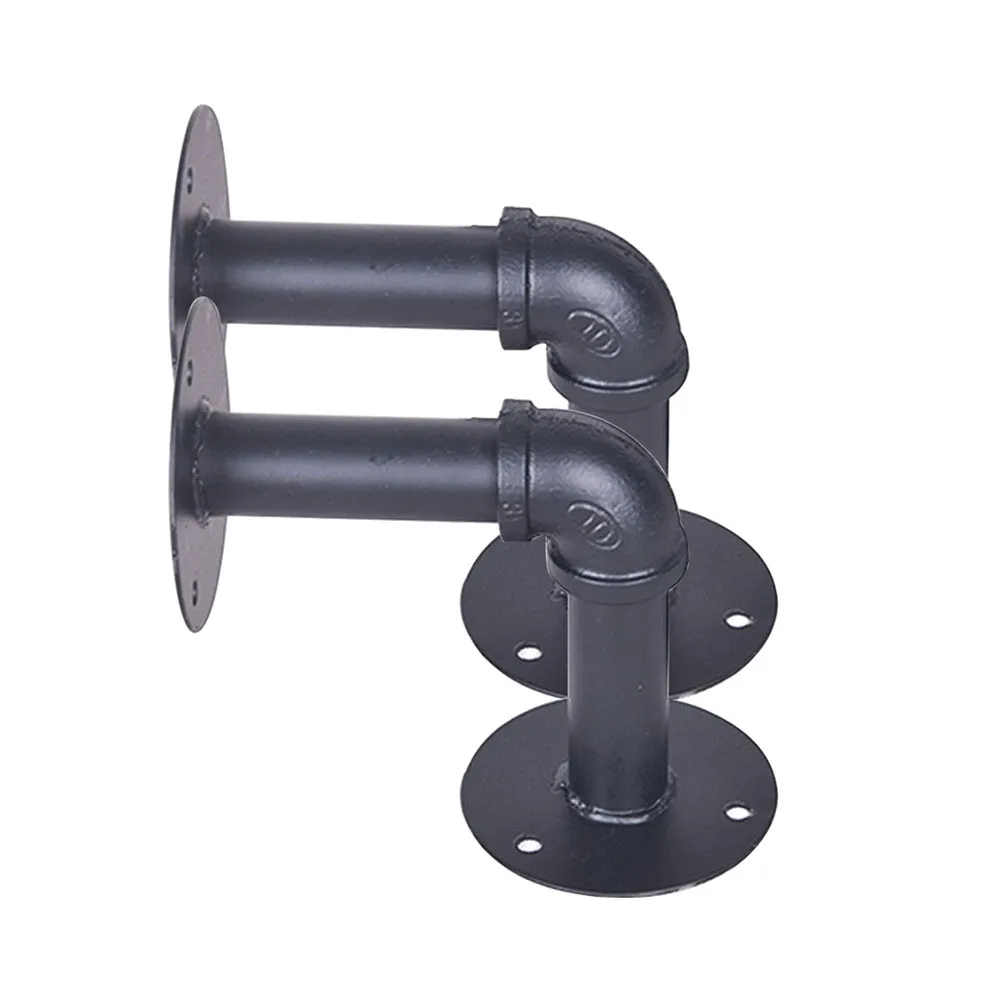 

Durable Hanging Pipe Bracket Holder Storage Shelf Home Hardware Decor Black Farmhouse Wall Mounted Industrial Retro Iron