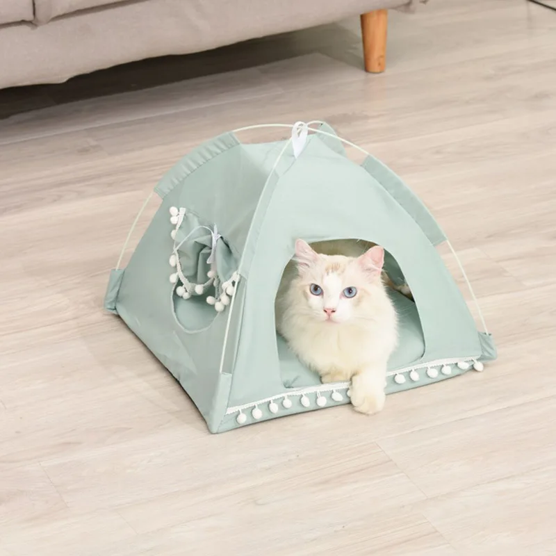 Pet Tent Cave Bed for Cat Small Dog with Removable Washable Cushion Folding Teepee Puppy Cat Indoor Outdoor Kennels Cave