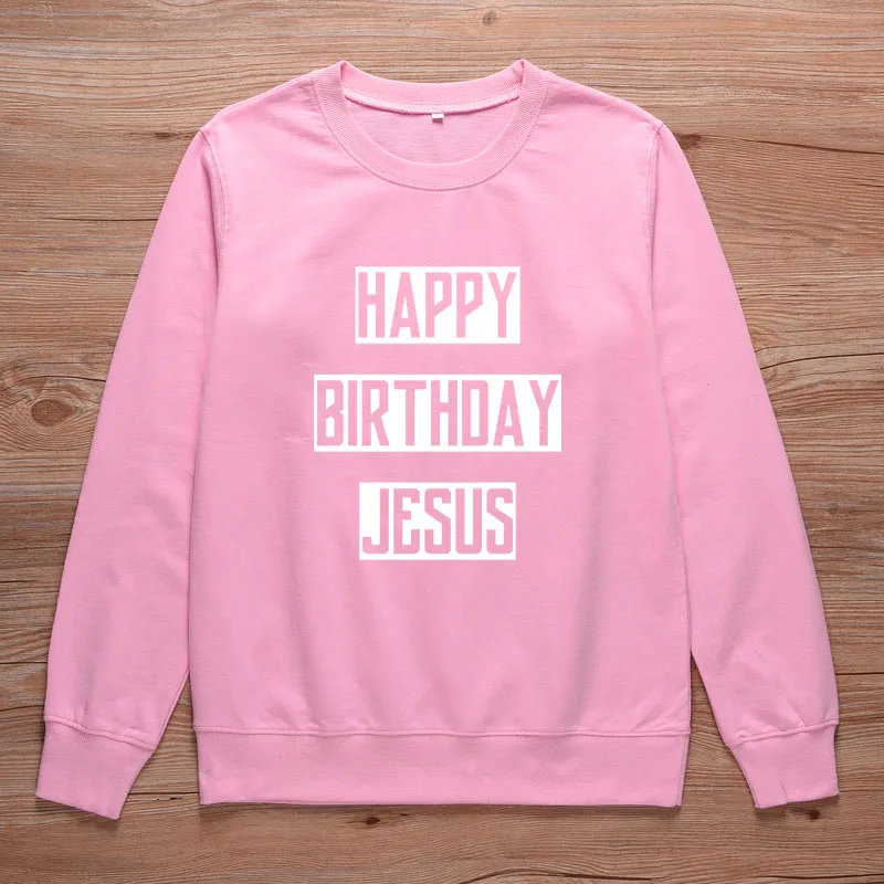 ONSEME/толстовка с круглым вырезом и надписью «Happy Birthday Jesus», Женский христианский джемпер, пуловер, свитшоты, женский спортивный костюм, S-128 - Цвет: Pink-White