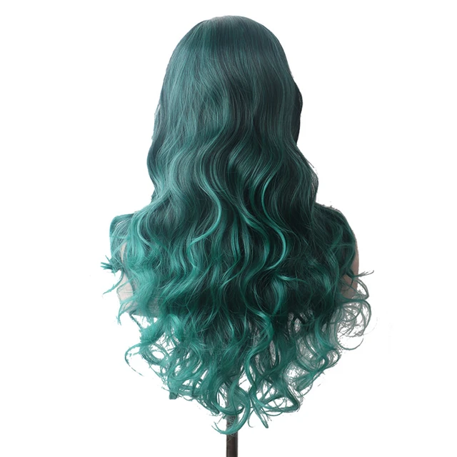WoodFestival Wavy Synthetic Hair Wig Cosplay Ladies Colored Long Wigs For Women White Pink Red Dark Brown Green Blue Grey Ombre Same As Picture