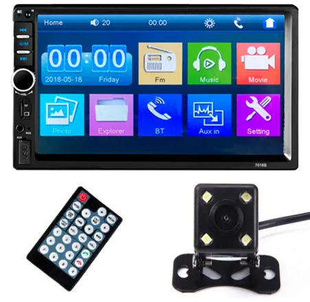 4 LED CAMERA 2 din стерео " HD Автомобильный Радио Bluetooth FM аудио MP5 плеер 2din Авторадио Поддержка камеры заднего вида 7018B радио автомобиля - Цвет: 4 LED CAMERA