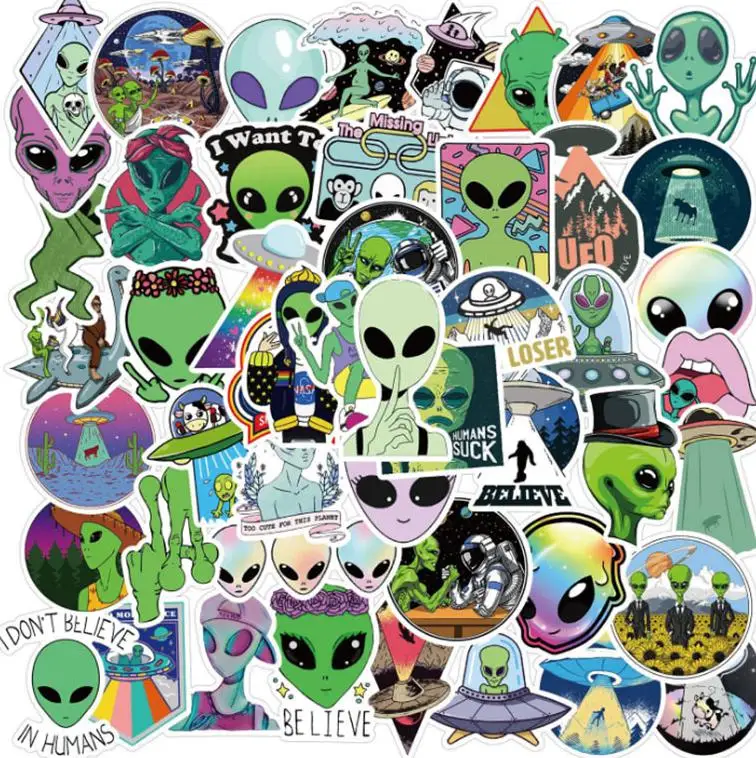 10/30/50pcs  Alien E.t Ufo  Graffiti Waterproof Skateboard Travel Suitcase Phone Laptop Luggage Stickers Diy  Kids Girl Toys