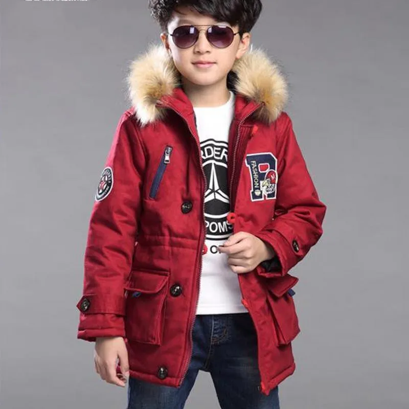 

New Jacket Kid Winter Boy Hooded Thickness Kids Coat 5-12 Old Size Autumn Winter 9BBT002