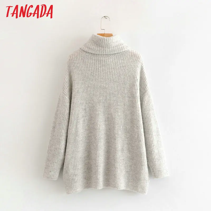 Tangada, женские джемперы с воротником, свитера, большие размеры, Зимняя мода, длинный свитер, пальто, рукав летучая мышь, Рождественский свитер HY135