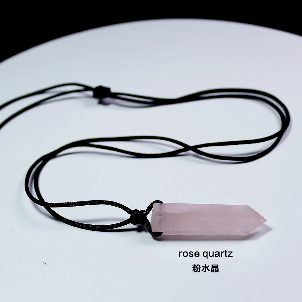 rose quartz Runyangshi, 1 шт., целебные хрустальные подвески чакры, шестиугольные кристаллы кварца в форме пули, камень, сделай сам, маятниковые бусины, ювелирные изделия - Цвет: rose quartz