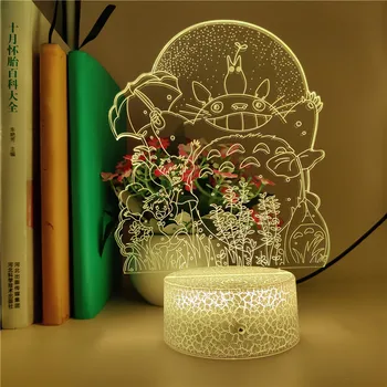 

App Control Cute Anime Tonari No Totoro Night Light LED Crack Base Decorative Table Lamp 3D Led for Children Home Decor Gifts