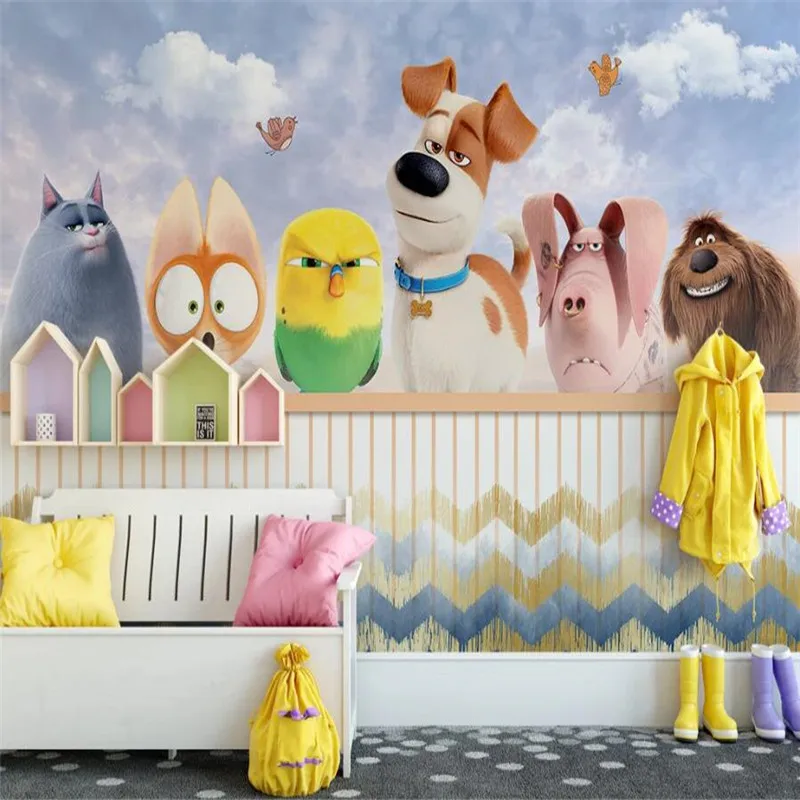 

Custom 3D Wallpaper Mural Nordic Cartoon Animal Children's House Background Wall Paper Mural