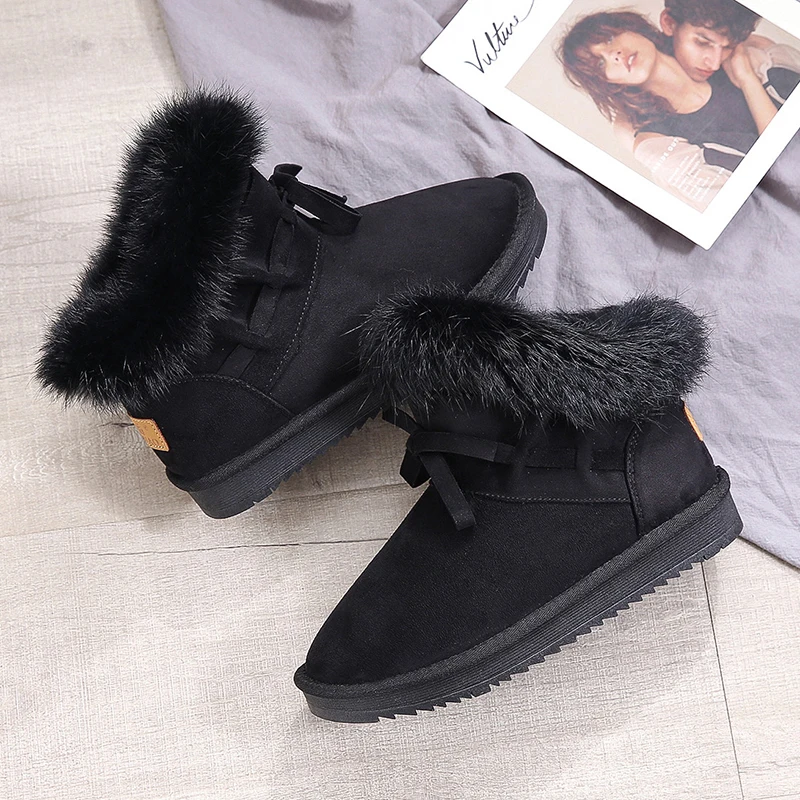 Plush Snow Boots Women Winter Shoes Keep Warm Ankle Boots Non Slip Waterproof Casual Short Booties for Ladies Black Brown