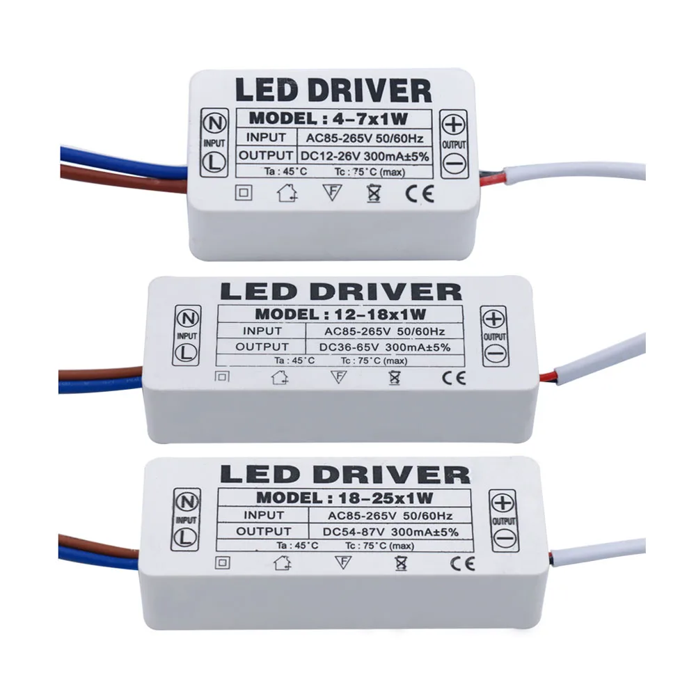 10PCS LED Driver 300mA and 250mA 1-3W 3-5W 4-7W 8-12W 12-18W 25-36W LED Power Supply Unit 350mA AC90-265V Transformers - AliExpress