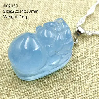 

Natural Blue Ice Aquamarine Healing Crystal Pendant For Women Blue Stone 925 Silver Pi Xiu Carved Necklace Jewelry AAAAA