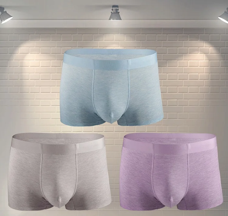 IYUNYI 3pcs/lot Seamless Underwear Men Boxer Shorts Modal Breathable Underpants penis Pouch Bikini Male Panties Homewar Shorts