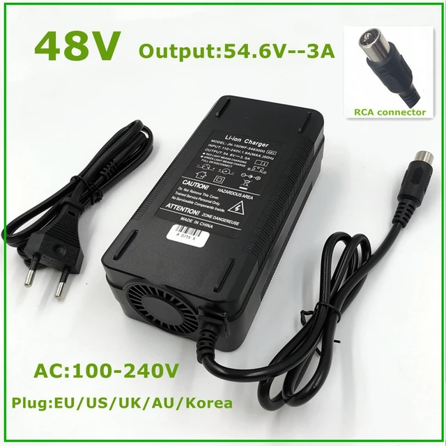 Chargeur 36V 4A pour batterie Lithium de vélo électrique prise RCA