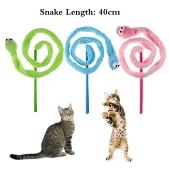 

Cartoon Snake Interactive Pet Kitten Teaser Catnip Play Toy Wand Stick Rod