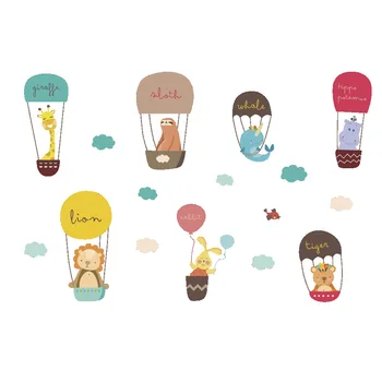 

Wall Stickers Home Wall Decor Hot Air Balloon for Kid Room Bedroom Decoration Cartoon Animals Poster Mural Wallpaper Wall Decals