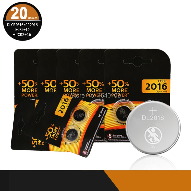20 шт. бренд для DURACELL cr2016 BR2016 DL2016 LM2016 KCR2016 ECR2016 3 в кнопочные батарейки для часов