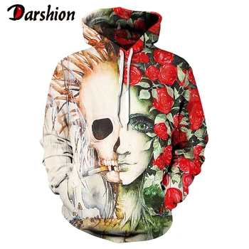 

3D Men Hoodie Skulls Printing Men Women Hooded Pullovers Sweatshirt Multiple Colors Couple Skulls Printed Hoodie Streetwear