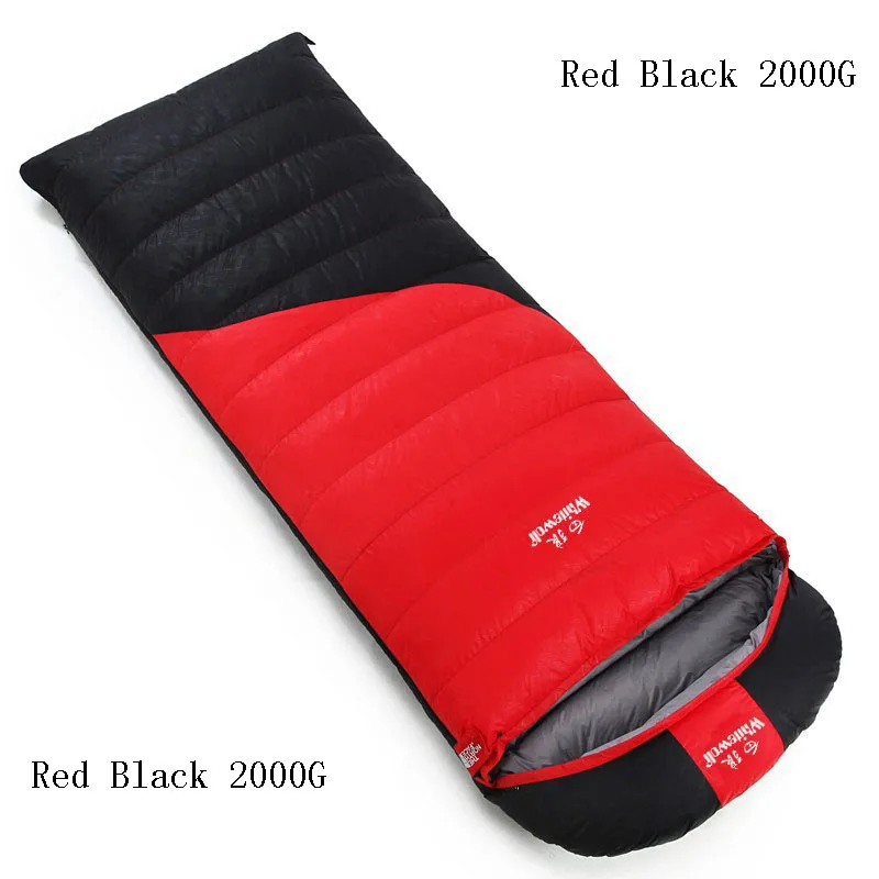 Red black 2000G Супер светильник, белый утиный пух, уплотненный спальный мешок для кемпинга, спальный мешок для взрослых, уличный спальный мешок - Цвет: Red black 2000G