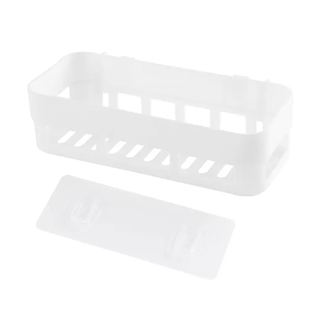 Белый Shelf Organizer Wall Mounted Nailless Shower Corner Bathroom Kitchen Storage Holder Rack can CSV - Цвет: Белый