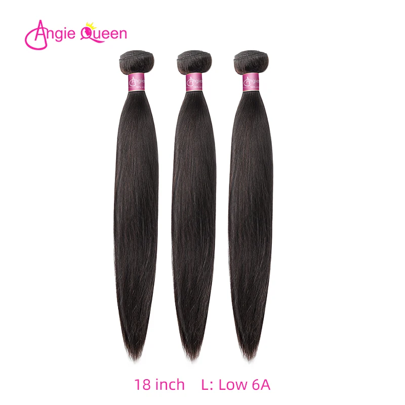 

Angie Queen Straight Indian Remy Hair Weaves Natural Color Hair Bundles 100% Human Hair Bundles Remy Hair Weft 8'-26' L