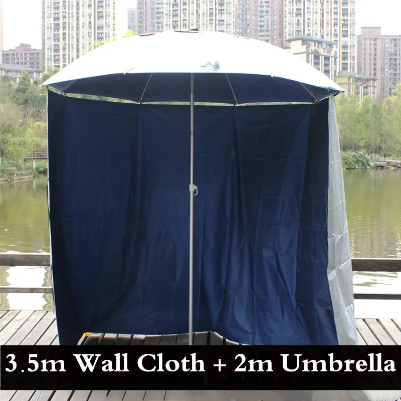 Guarda-chuva de Pesca Universal à Prova de Vento com Parede de Pano à Prova de Chuva ao ar Livre Folding Curto Avental Praia Umbrella Sun Protect Toldo 2m