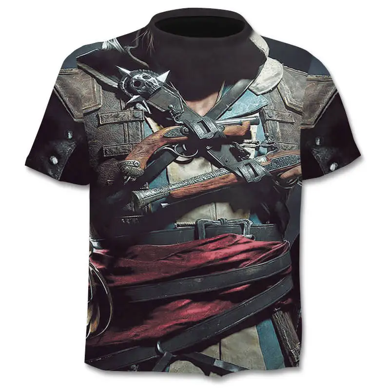 Men's 3D Skull T-Shirt Short Sleeve Terror Shirt Summer New T-Shirt 3D Funny Punk Style Men's Camisetta - Color: 0673