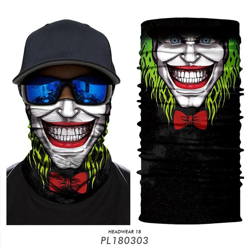 3D шейный Баффы череп мотоциклетные маски для лица Джокер клоун