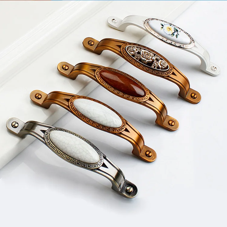 Классическая керамическая ручка из цинкового сплава с полым узором Ретро для