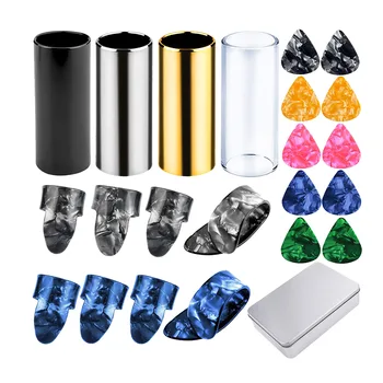 

23pcs/set Tone Bar Smooth Edge With Picks Guitar Slider Thumb Accessory Finger Groove Portable Multipurpose String Instrument