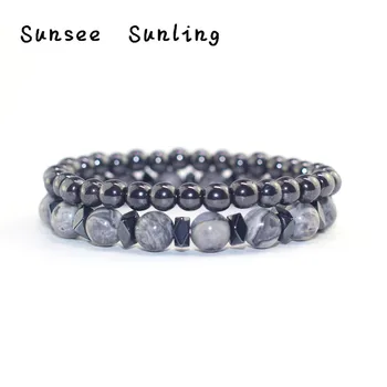 

2019 Natural Stone Hematite Magnetic Bracelet Black Beads Therapy Health Care Stretch Hematite Bracelet & Bangle Men's Jewelry