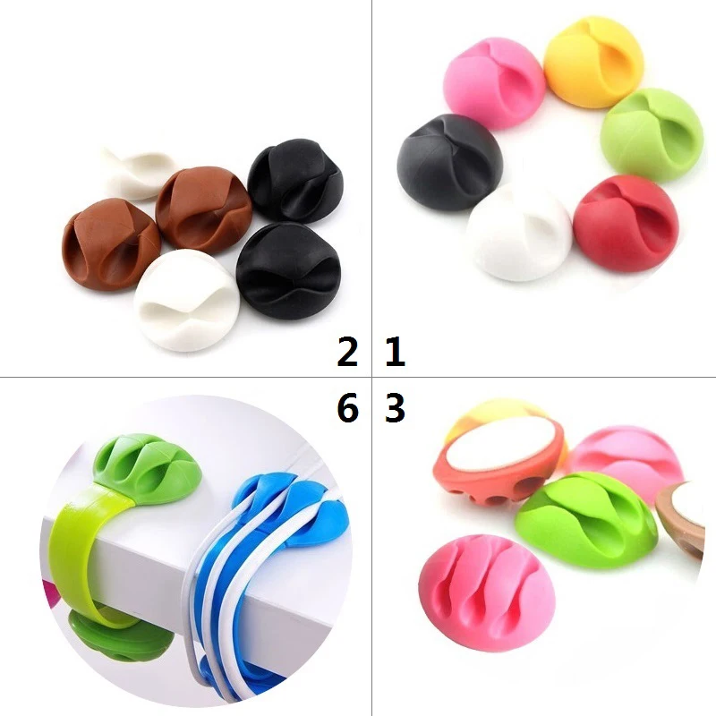 1/2/3/5 Slot Cable Organizer Silicone USB Cable Winder Desktop Tidy Management Clips Cable Holder for Mouse Headphone Wire