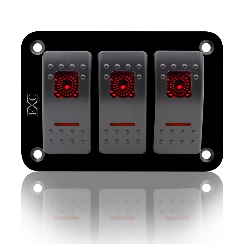 12 V-24 V 3 Gang красный кулисный переключатель Панель автомат защити цепи лодка морской Водонепроницаемый