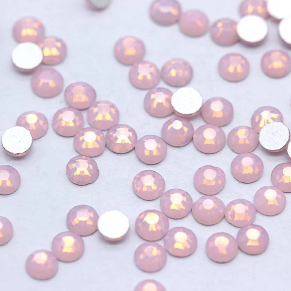 

SS3-SS30 pink opal Glass crystal 3 d nail art stone non hotfix glue back rhinestone Diy clothes shoes package nail drill beads