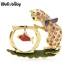 Wuli&baby Rhinestone Bowknot Cat Brooches Cute Kitty Looking Fish Brooch Pins New Year Jewelry Gift 2 Colors ► Photo 3/4