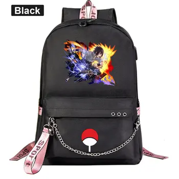 

New Naruto Backpack For Teenager Kids Schoolbags Women Men With USB Charging Chain Bundle Backpack Daily Travel Bags Book Bags
