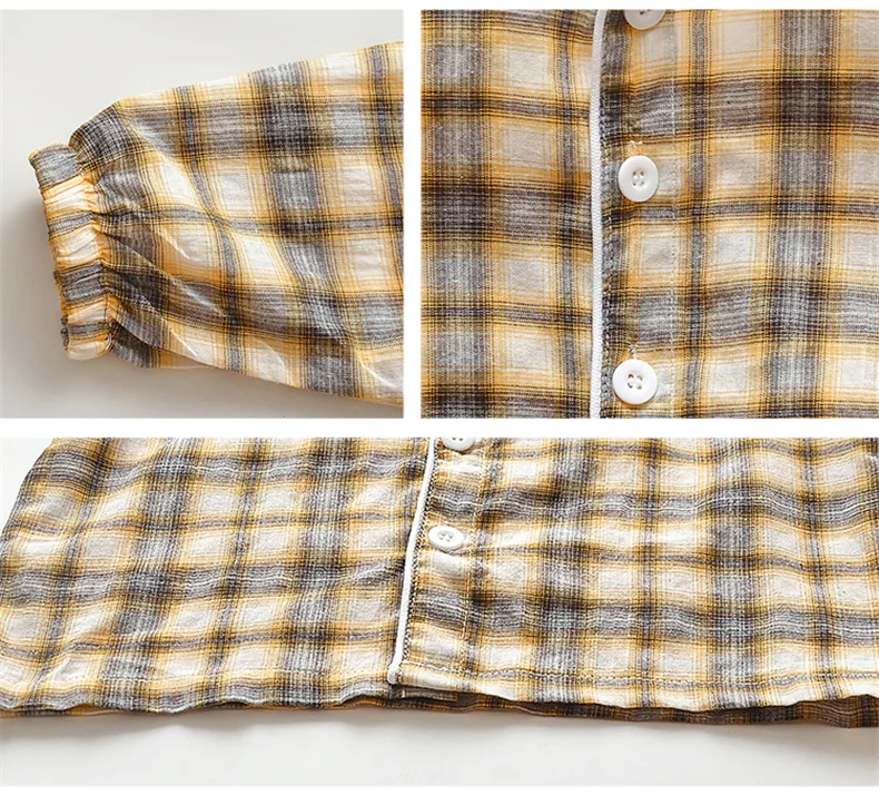 Autumn BOY'S Plaid Tracksuit Piece Korean-style Children Casual Long Sleeve Pajamas+ Pajama Pants Set