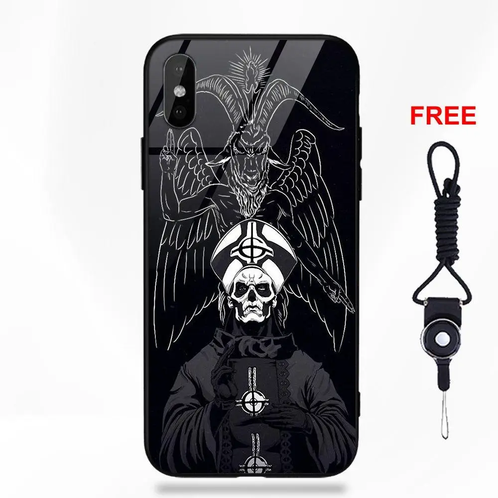 Рисунок мягкий ТПУ чехол+ закаленное стекло чехол для телефона Apple IPhone X XS Max XR 5 5C 5S SE 6 6S 7 8 Plus Kiss тяжелый Логотип рок-группы - Цвет: as picture