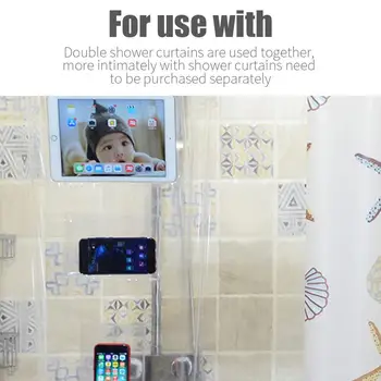 

Shower Curtain Curtains PVC Quick Dry Window Decoration Waterproof Hooks Quick Dry Mesh Pockets Curtain Eco-Friendly Home