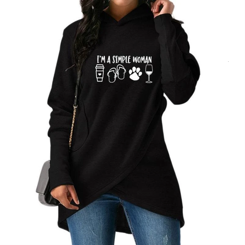 

Hoodies For Women Split I AM A SIMPLE WOMAN Letters Print Sweatshirt Femmes Hoodies Women Female Thick Sweatshirts Feminine
