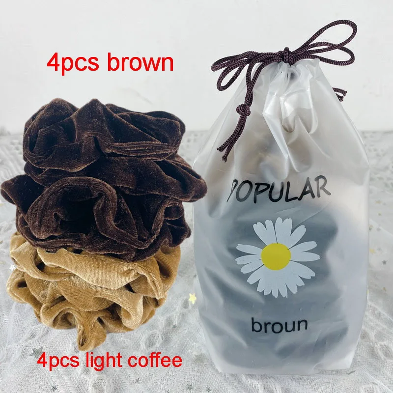 8 teile/paket Korea Samt Scrunchie Set Für Frauen Einfarbig Elastische Haar Bands Dame Haar Bindet Seil Pferdeschwanz-halter Zubehör – Detail 14