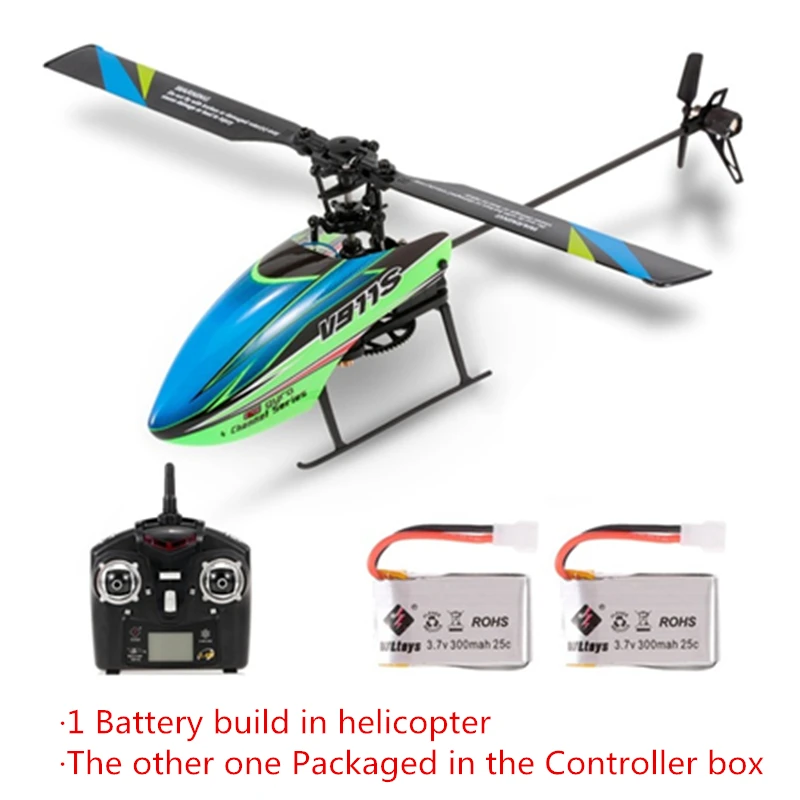 2 Batteries WLtoys V911S 4CH 6G 6-Aixs Gyro одиночный пропеллер неaileron RC вертолет с гироскопом Пульт дистанционного управления 3 батареи игрушки RTF - Цвет: 2 Batteries