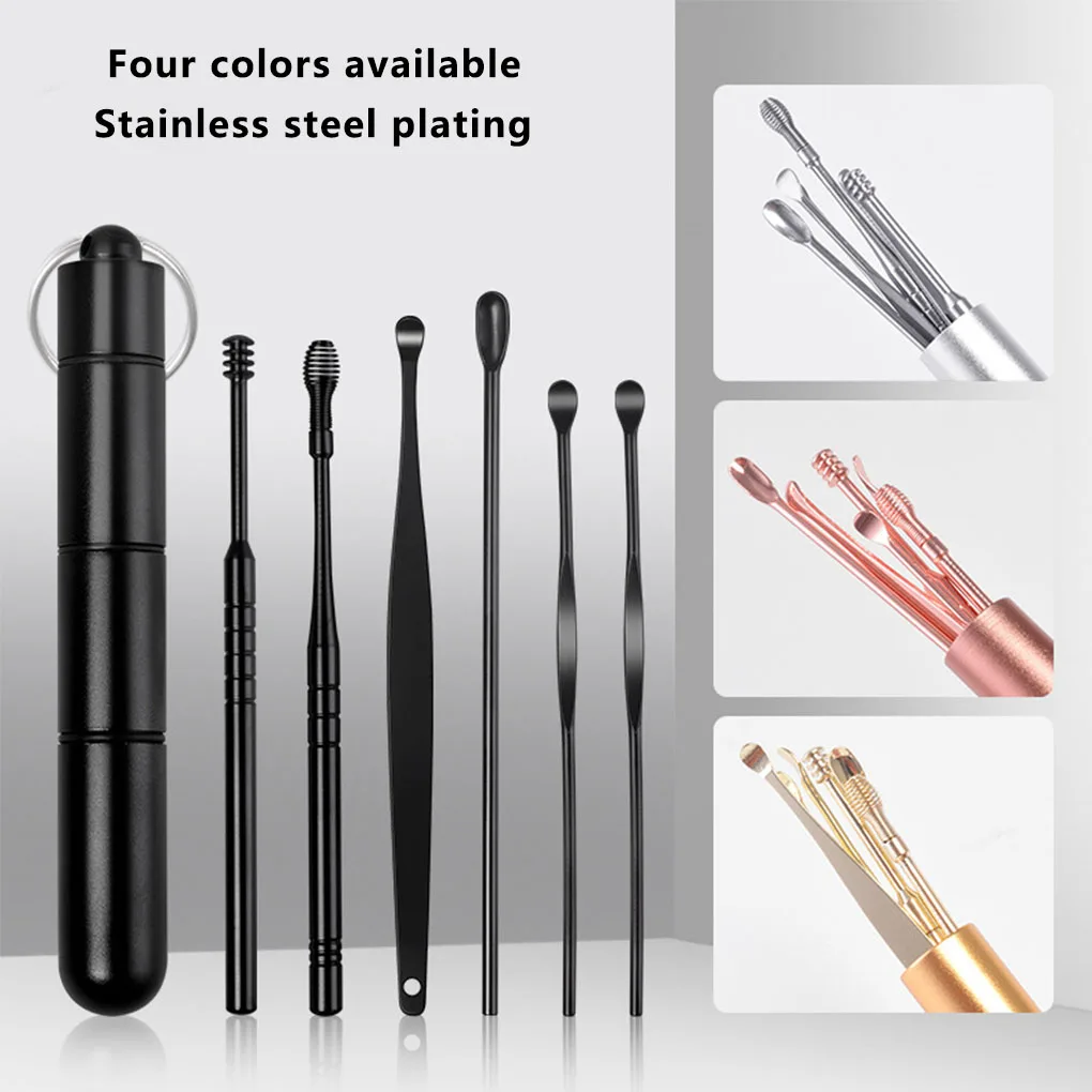 Kit de cure oreille en acier inoxydable, outil Portable pour enlever le cérumen, fournitures de