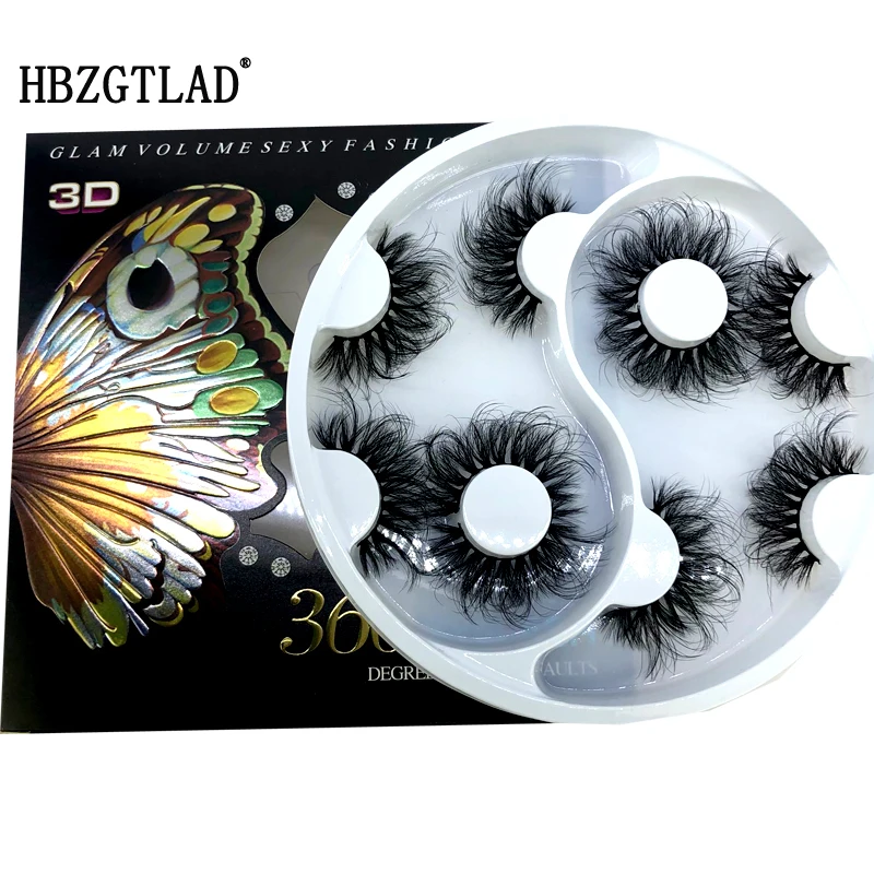 

HBZGTLAD 5 Pairs 3D Soft Mink False Eyelashes Handmade Wispy Fluffy Long Lashes Natural Eye Extension Makeup Kit Cilios