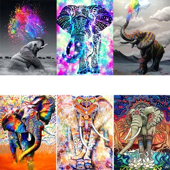 

Oil Painting By Numbers Colorful Animal Elephant Kits Drawing on Canvas Wall Art HandPainted Home Decor DIY Festival Gifts