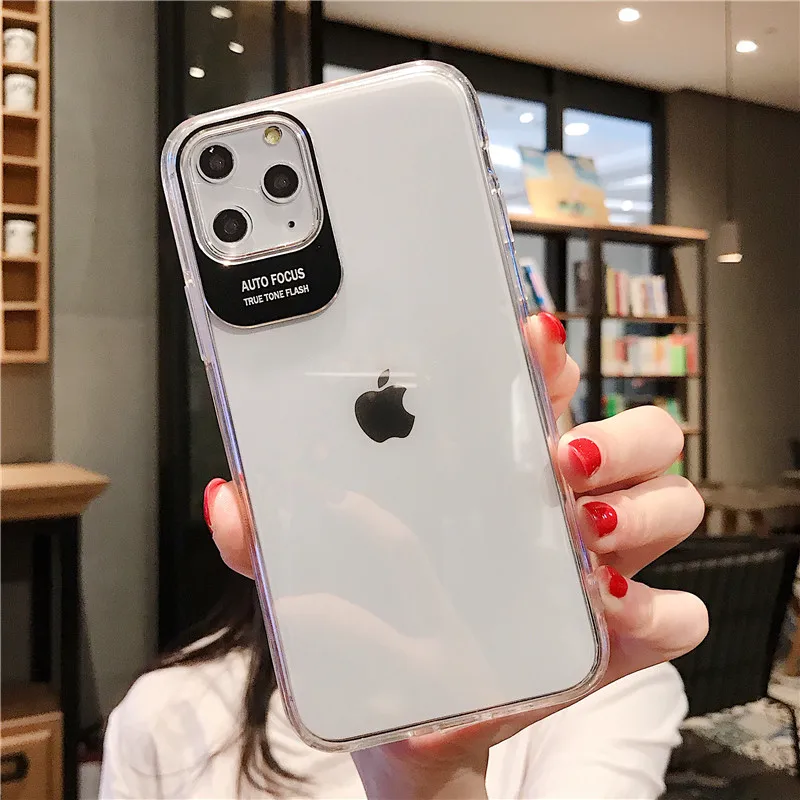 Черный Объективы для телефонов Защитная крышка для iPhone11Pro Макс XR Xs макс 7 8plus 6 S плюс простой однотонный Мягкий силиконовый прозрачный чехол Крышка - Цвет: Черный